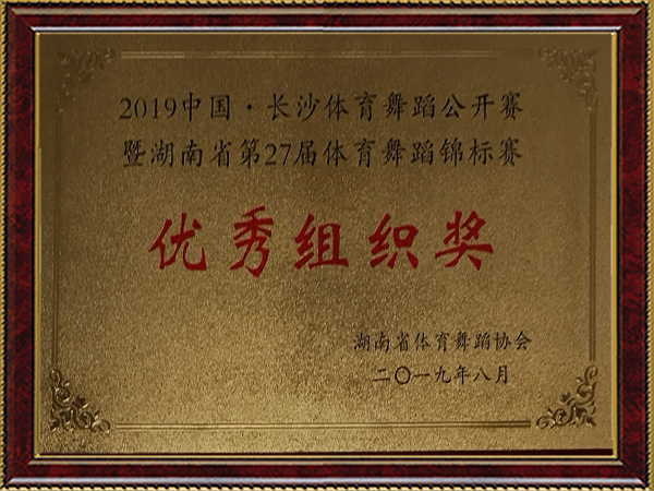 2019年湖南省第27届体育舞蹈锦标赛优秀组织奖